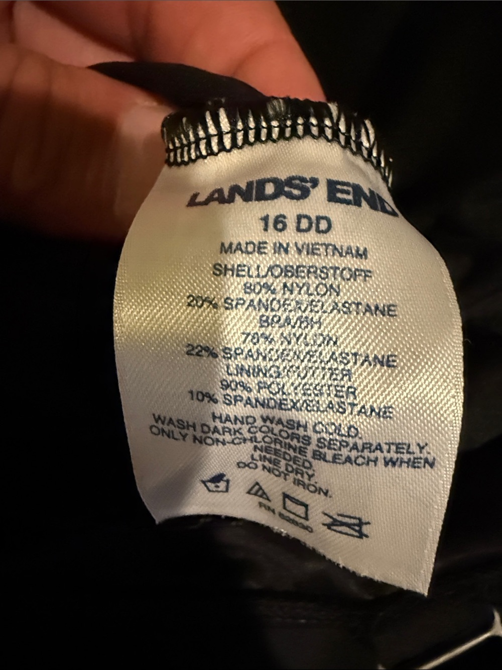 Lands' End Black Swim Top with Subtle Gather - Picture 5 of 5